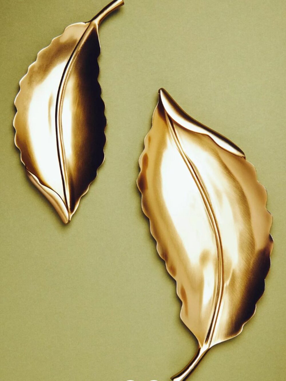 Anthropologie Florian Gold Leaf Vanity Trays (small and large)